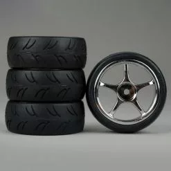 Duratrax 5-Spoke Chrome Wheel, U-Groove (4) for Tires & Wheels
