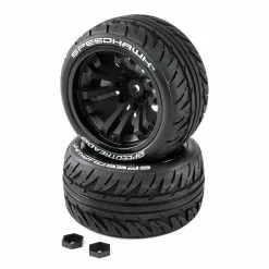 Duratrax SpeedTreads Speedhawk Tires Mounted (2): 1/10 Stadium/Monster Truck for Tires & Wheels