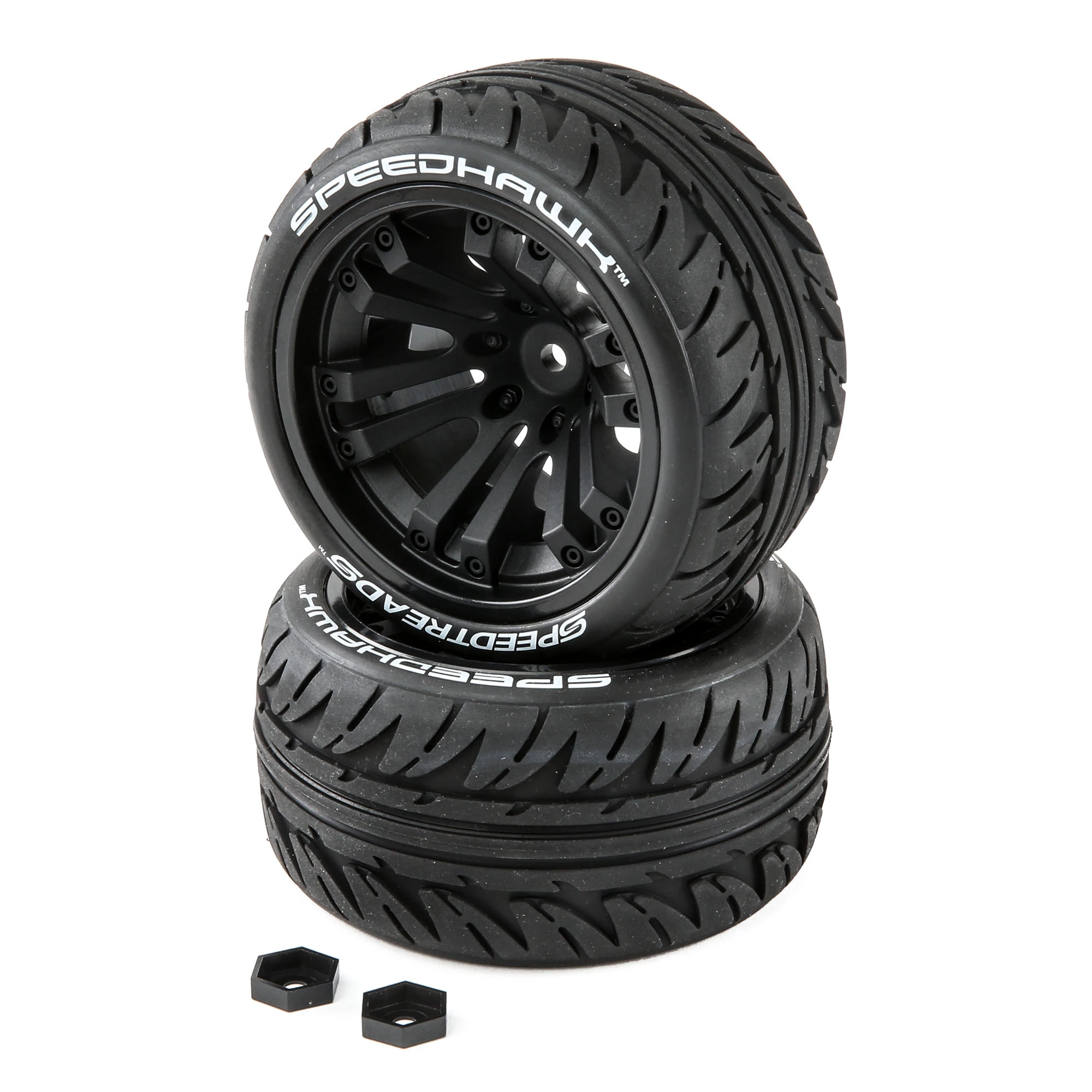 Duratrax SpeedTreads Speedhawk Tires Mounted (2): 1/10 Stadium/Monster Truck for Tires & Wheels 3 Duratrax SpeedTreads Speedhawk Tires Mounted (2): 1/10 Stadium/Monster Truck for Tires & Wheels
