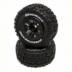 Duratrax SpeedTreads Shootout SC Front Black Mounted (2): Traxxas Slash for Tires & Wheels