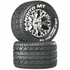 Duratrax Bandito MT 2.8" Mounted 1/2" Offset Tires, Chrome (2) for Tires & Wheels