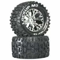 Duratrax Lockup MT 2.8" 2WD Mounted Rear C2 Tires, Chrome (2) for Tires & Wheels