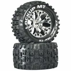 Duratrax Lockup MT 2.8" 2WD Mounted 1/2" Offset Tires, Chrome (2) for Tires & Wheels