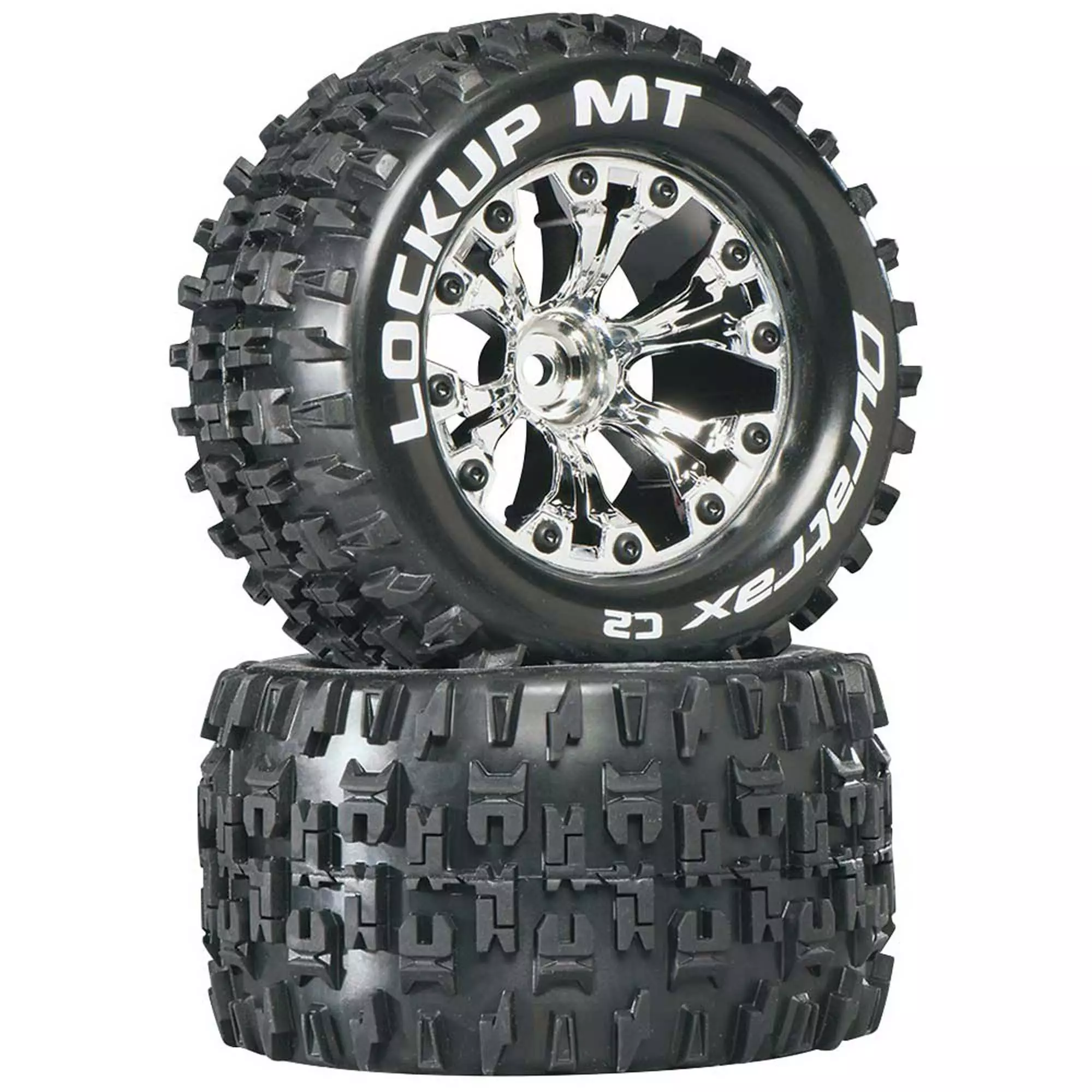Duratrax Lockup MT 2.8" 2WD Mounted 1/2" Offset Tires, Chrome (2) for Tires & Wheels 3 Duratrax Lockup MT 2.8" 2WD Mounted 1/2" Offset Tires, Chrome (2) for Tires & Wheels