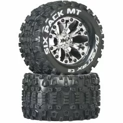 Duratrax Six-Pack MT 2.8" 2WD Mounted 1/2" Offset Tires, Chrome (2) for Tires & Wheels
