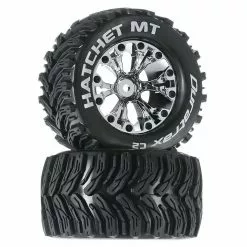 Duratrax Hatchet MT 2.8" 2WD Mounted Rear Tires, Chrome (2) for Tires & Wheels