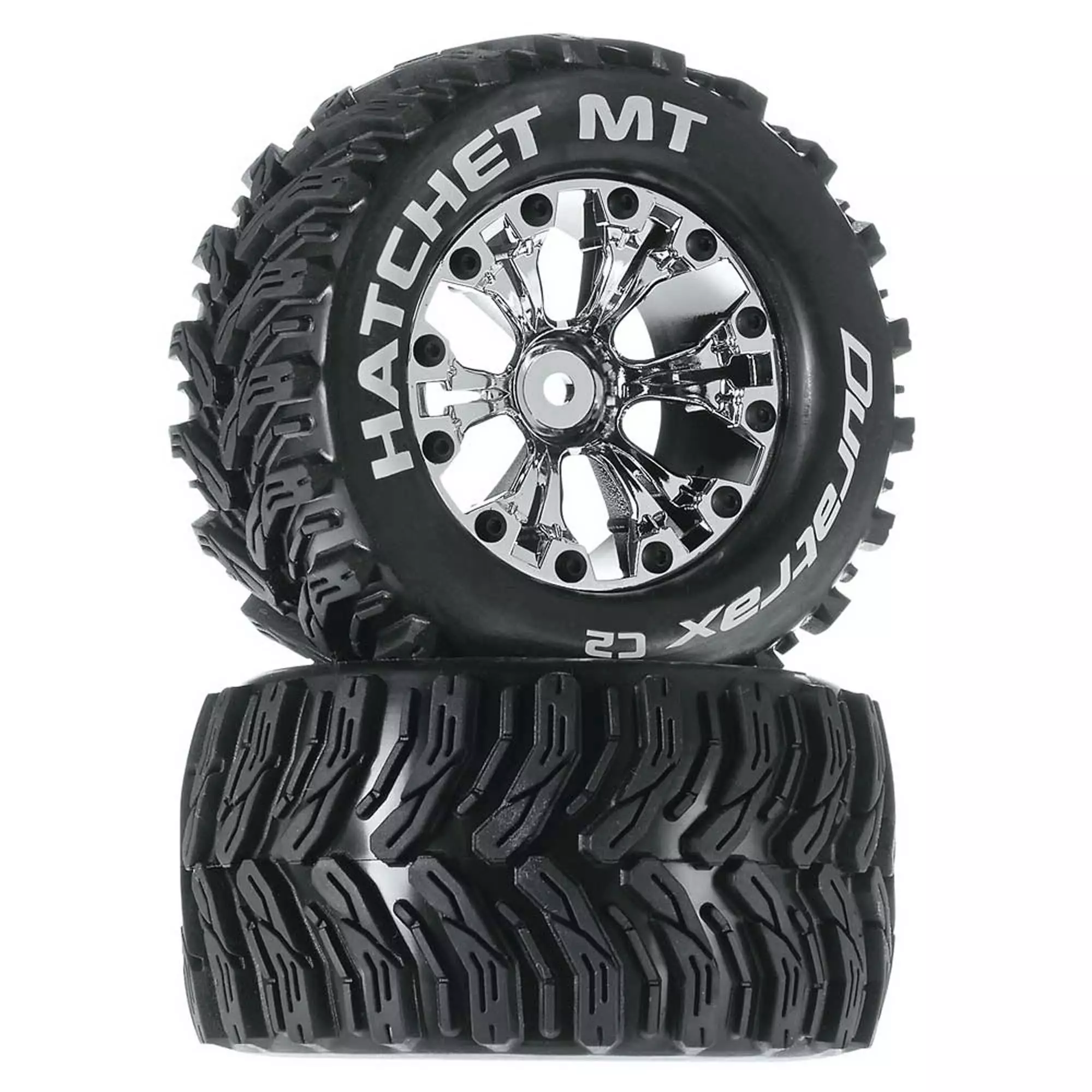 Duratrax Hatchet MT 2.8" 2WD Mounted Rear Tires, Chrome (2) for Tires & Wheels 3 Duratrax Hatchet MT 2.8" 2WD Mounted Rear Tires, Chrome (2) for Tires & Wheels