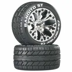 Duratrax Bandito ST 2.8" Mounted 1/2" Offset C2 Tires, Chrome (2) for Tires & Wheels