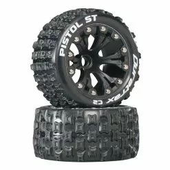 Duratrax Pistol ST 2.8" 2WD Mounted Front C2 Tires, Black (2) for Tires & Wheels