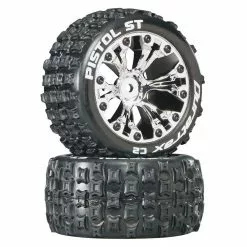 Duratrax Pistol ST 2.8" 2WD Mounted Rear C2 Tires, Chrome (2) for Tires & Wheels