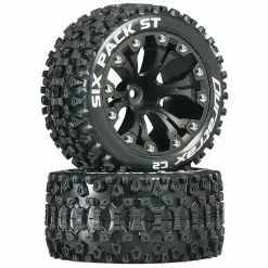 Duratrax Six Pack ST 2.8" 2WD Mounted 1/2" Offset Tires, Black (2) for Tires & Wheels