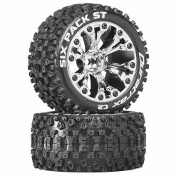 Duratrax Six Pack ST 2.8" 2WD Mounted 1/2" Offset Tires, Chrome (2) for Tires & Wheels