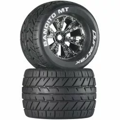 Duratrax Bandito MT 3.8" Mounted 1/2" Offset Tires, Chrome (2) for Tires & Wheels