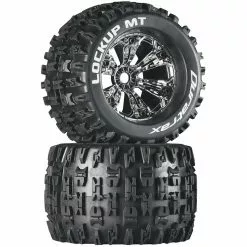 Duratrax Lockup MT 3.8" Mounted 1/2" Offset Tires, Chrome (2) for Tires & Wheels