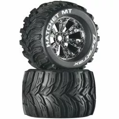 Duratrax Hatchet MT 3.8" Mounted 1/2" Offset Tires, Chrome (2) for Tires & Wheels
