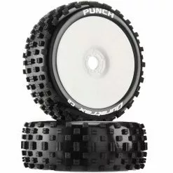 Duratrax Punch C2 Mounted Buggy Tires, White (2) for Tires & Wheels