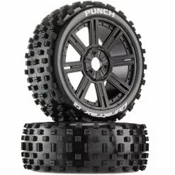 Duratrax Punch C2 Mounted Buggy Spoke Tires, Black (2) for Tires & Wheels