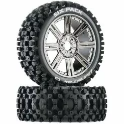 Duratrax Six-Pack C2 Mounted Buggy Spoke Tires, Chrome (2) for Tires & Wheels