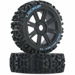 Duratrax Lockup 1/8 C2 Mounted Buggy Spoke Tires, Black (2) for Tires & Wheels