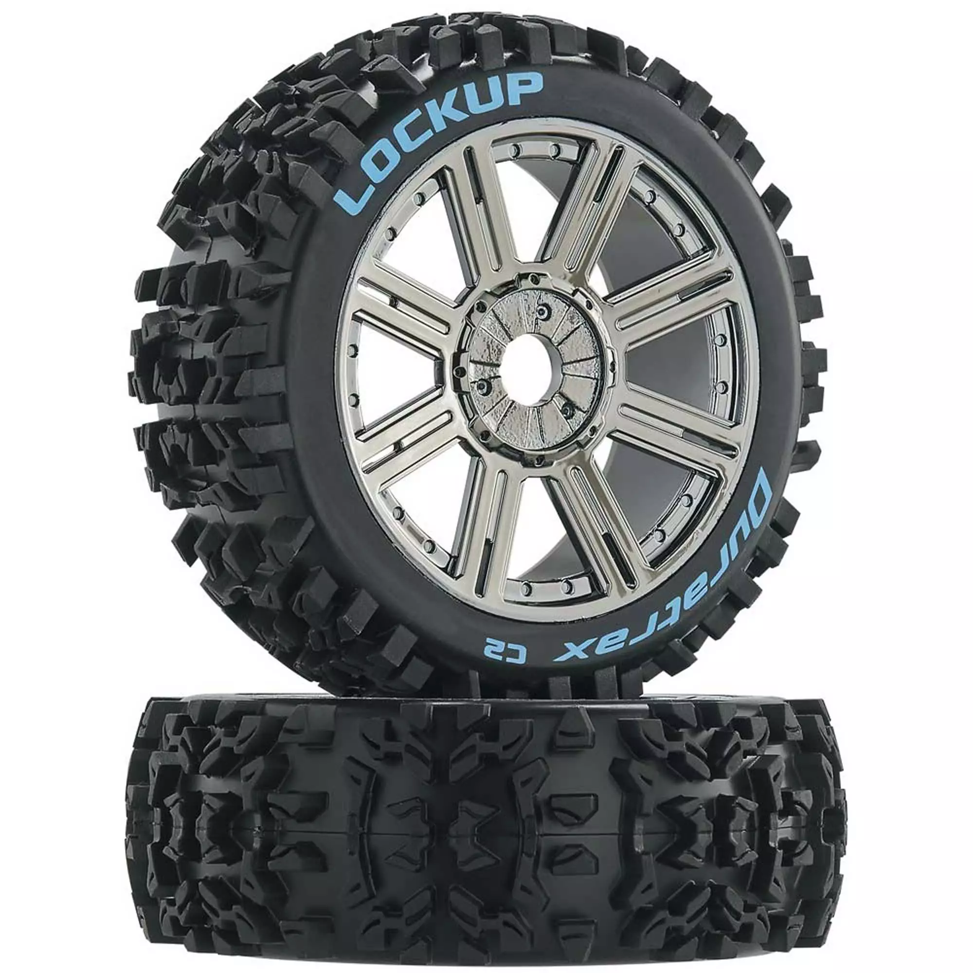Duratrax Lockup 1/8 C2 Mounted Buggy Spoke Tires, Chrome (2) for Tires & Wheels 3 Duratrax Lockup 1/8 C2 Mounted Buggy Spoke Tires, Chrome (2) for Tires & Wheels
