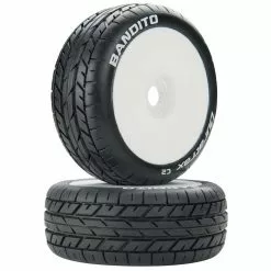 Duratrax Bandito 1/8 Buggy C2 Mounted Buggy Tires, White (2) for Tires & Wheels