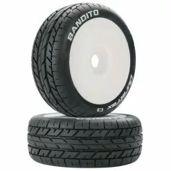 Duratrax Bandito 1/8 C3 Mounted Buggy Tires, White (2) for Tires & Wheels