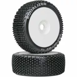 Duratrax Equalizer 1/8 C2 Mounted Buggy Tires, White (2) for Tires & Wheels