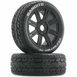 Duratrax Bandito 1/8 Buggy Tire C2 Mounted Spoke Tires, Black (2) for Tires & Wheels