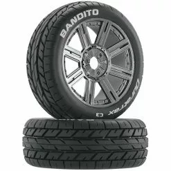Duratrax Bandito 1/8 Buggy Tire C3 Mounted Spoke Tires, Chrome (2) for Tires & Wheels