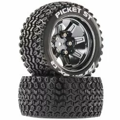 Duratrax Picket ST 2.8 Mounted Tires, Chrome 14mm Hex (2) for Tires & Wheels