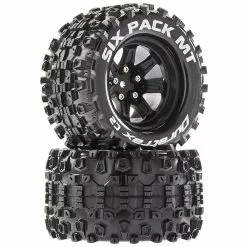 Duratrax Six Pack MT 2.8 Mounted Tires, Black 14mm Hex (2) for Tires & Wheels