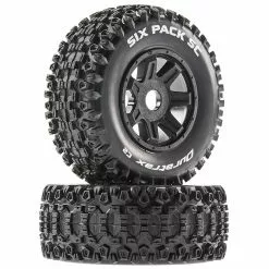 Duratrax Six Pack SC Mounted Soft Tires, Black 17mm Hex (2) for Tires & Wheels