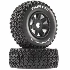 Duratrax Picket SC Mounted Soft Tires, Black 17mm Hex (2) for Tires & Wheels