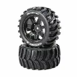 Duratrax Hatchet X Belted Mounted Tires, 24mm Black (2) for Tires & Wheels