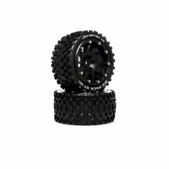 Duratrax Six Pack ST Belted 2.8" 2WD Mounted Rear Tires, 0 Offset, Black (2) for Tires & Wheels