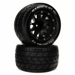 Duratrax Bandito MT Belted 2.8" Mounted Front/Rear Tires, 14mm Black (2) for Tires & Wheels
