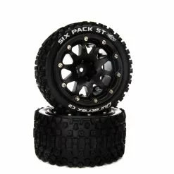 Duratrax Six Pack ST Belted 2.8" Mounted Front/Rear Tires, 14mm Black (2) for Tires & Wheels