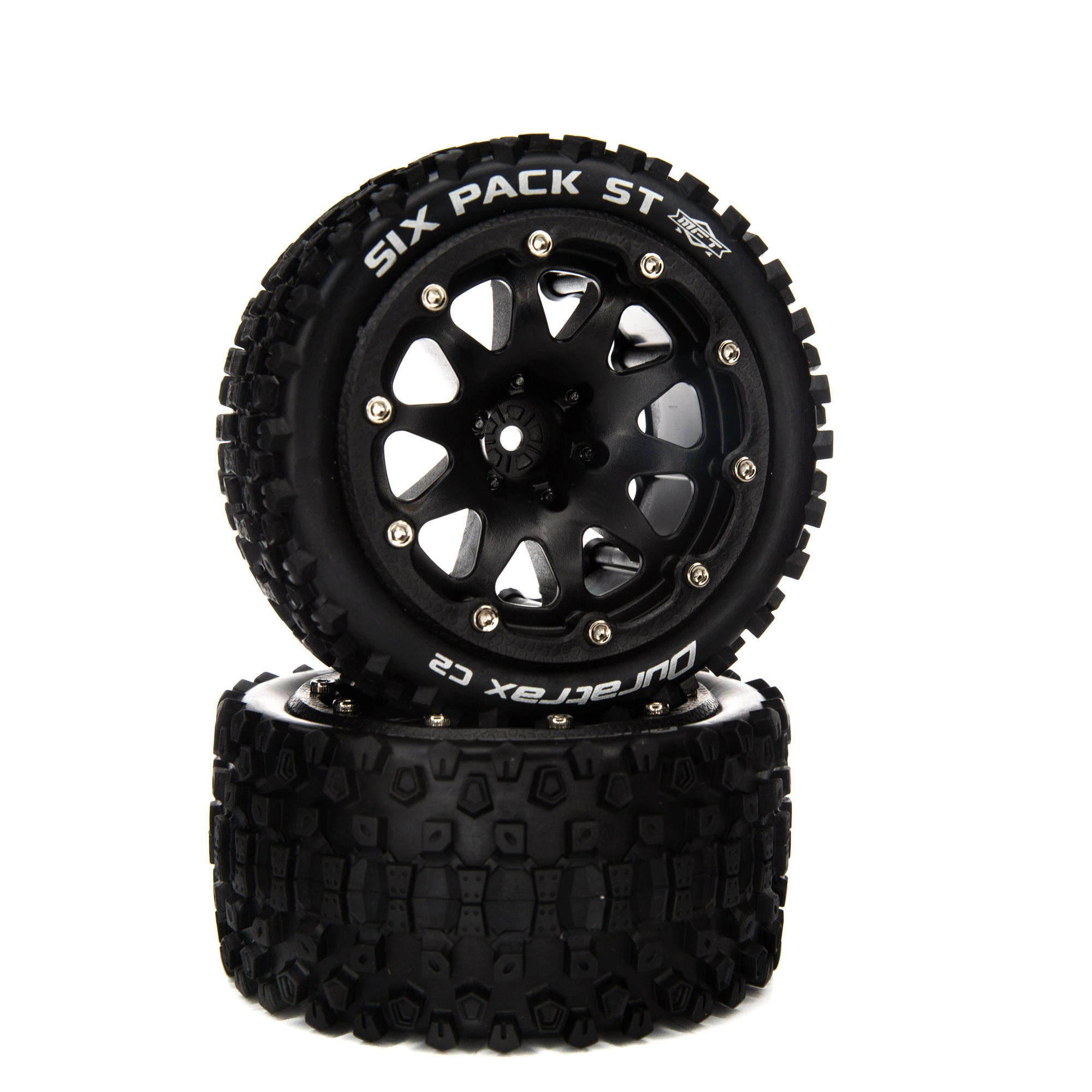 Duratrax Six Pack ST Belted 2.8" Mounted Front/Rear Tires, 14mm Black (2) for Tires & Wheels 3 Duratrax Six Pack ST Belted 2.8" Mounted Front/Rear Tires, 14mm Black (2) for Tires & Wheels