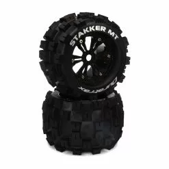 Duratrax STAKKER 1/8 MT Mounted 0 Offset, 17mm Black (2) for Tires & Wheels