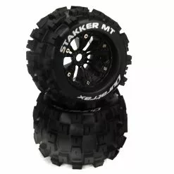 Duratrax STAKKER 1/8 MT Mounted 1/2" Offset, 17mm Black (2) for Tires & Wheels