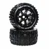 Duratrax Lockup MT Belt 2.8" Mounted Front/Rear Tires, .5 Offset 17mm, Black Chrome (2) for Tires & Wheels