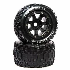 Duratrax SixPack MT Belt 2.8" Mounted Front/Rear Tires .5 Offset 17mm, Black (2) for Tires & Wheels