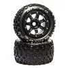 Duratrax SixPack MT Belt 2.8" Mounted Front/Rear Tires .5 Offset 17mm, Black Chrome (2) for Tires & Wheels