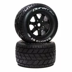 Duratrax Bandito ST Belt 3.8" Mounted Front/RearTires 0 Offset 17mm, Black (2) for Tires & Wheels