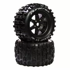 Duratrax Lockup ST Belt 3.8" Mounted Front/Rear Tires 0 Offset 17mm, Black (2) for Tires & Wheels