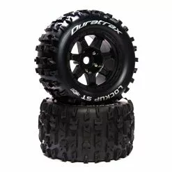 Duratrax Lockup ST Belt 3.8" Mounted Front/Rear Tires .5 Offset 17mm, Black (2) for Tires & Wheels