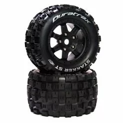 Duratrax Stakker ST Belt 3.8" Mounted Front/Rear Tires 0 Offset 17mm, Black (2) for Tires & Wheels