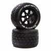 Duratrax Bandito MT Belt 3.8" Mounted Front/Rear Tires 0 Offset 17mm, Black (2) for Tires & Wheels