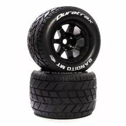 Duratrax Bandito MT Belt 3.8" Mounted Front/Rear Tires .5 Offset 17mm, Black (2) for Tires & Wheels
