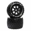 Duratrax Six Pack MT Belt 3.8" Mounted Front/Rear Tires 0 Offset 17mm, Black (2) for Tires & Wheels